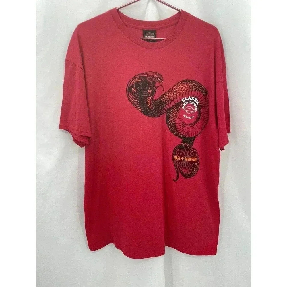 Harley-Davidson T-Shirt Mens XL Red Cobra Snake Graphic Reading PA 5L38-HTA3